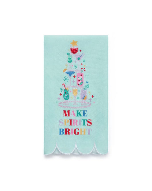 Make spirits bright holiday tea towel