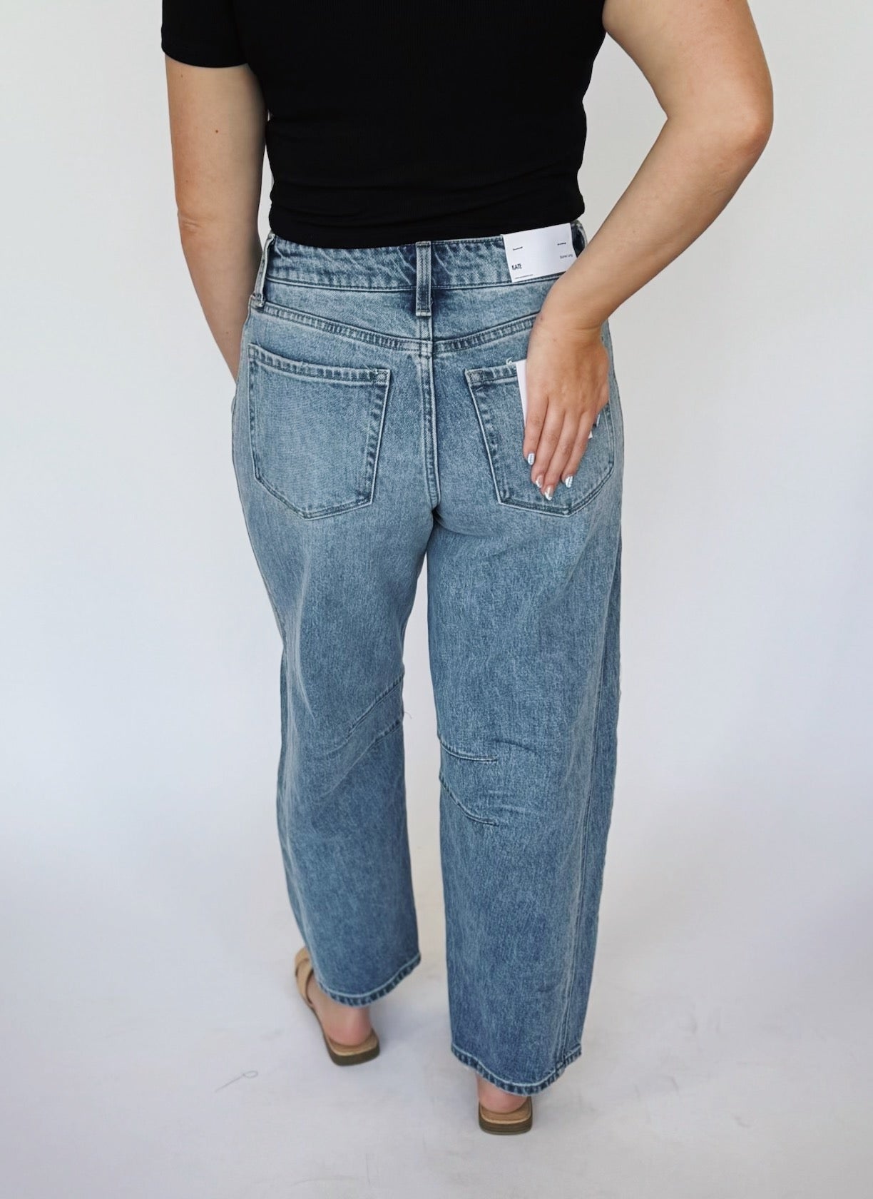 High Rise Barrel Jeans by Vervet