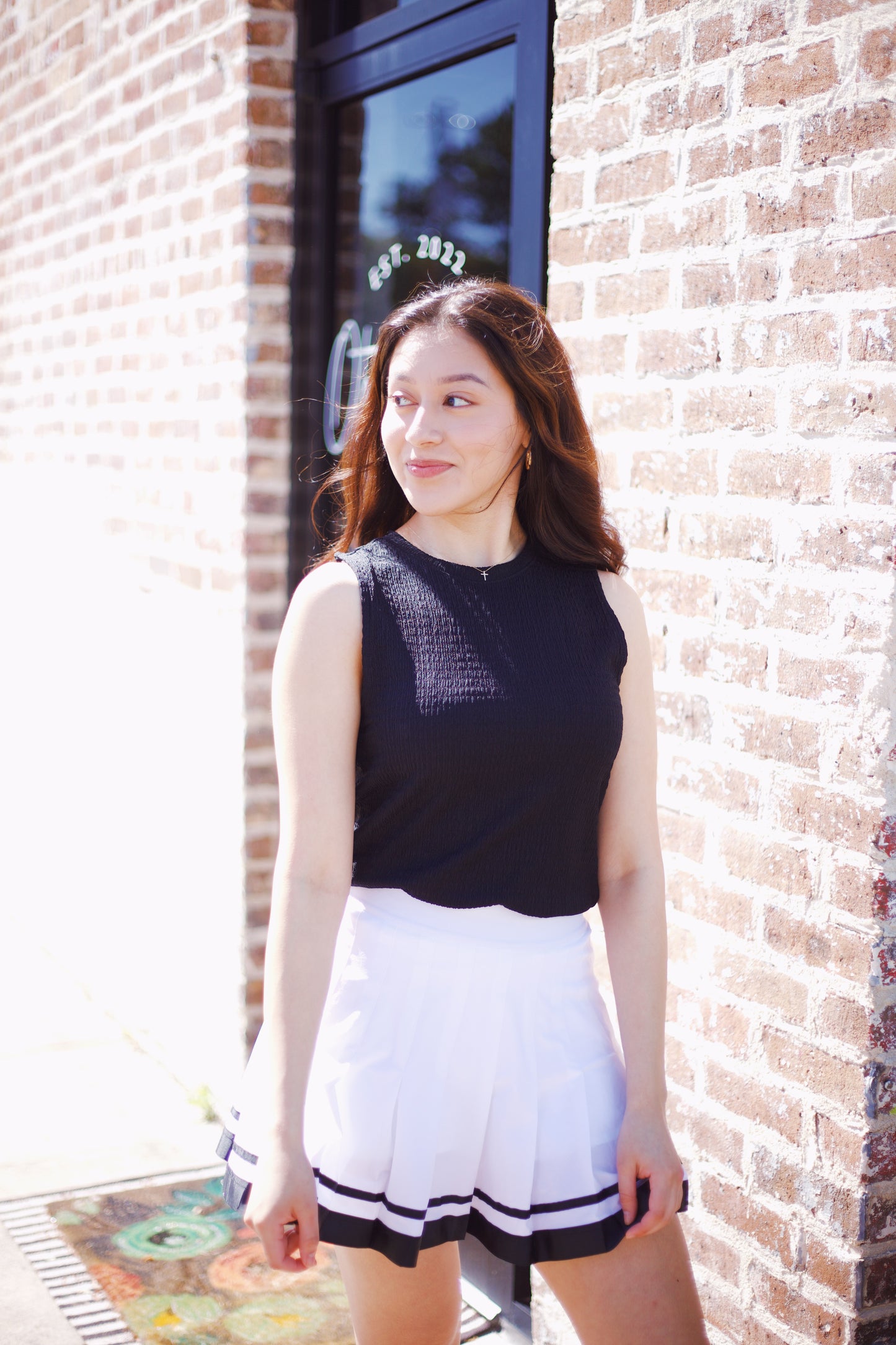 White and Black pleated tennis skirt