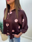 Burgundy Polka Dot Blouse