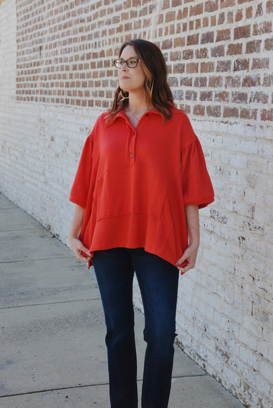 Red Oversized Top