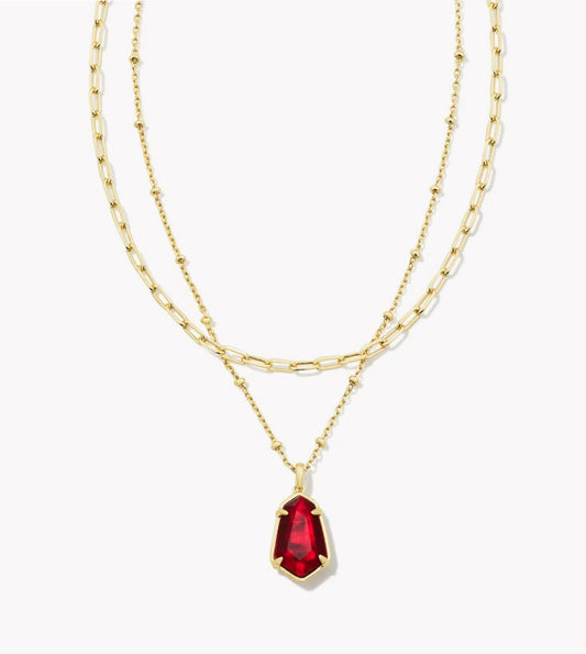 KENDRA SCOTT ALEXANDRIA MULTI-STRAND NECKLACE GOLD CRANBERRY