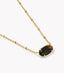 Kendra Scott Tiger Striped Elisa Gold Short Pendant Necklace Dark Brown Hawks Eye