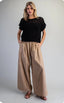 Brown Ribbed Look Pant