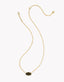 Kendra Scott Tiger Striped Elisa Gold Short Pendant Necklace Dark Brown Hawks Eye