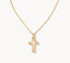 Cross Gold Pendant Necklace in White Opal