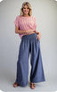 Blue Ribbed Look Pant