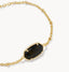 Kendra Scott Tiger Striped Elaina Gold Delicate Chain Bracelet Dark Brown Hawks Eye