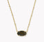 Kendra Scott Tiger Striped Elisa Gold Short Pendant Necklace Dark Brown Hawks Eye
