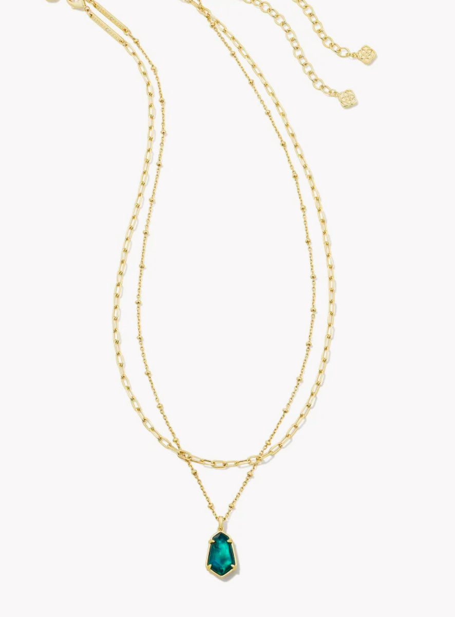 KENDRA SCOTT ALEXANDRIA GOLD TEAL NECKLACE