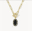 Kendra Scott Elisa Gold Enamel Link and Chain Necklace Black Agate