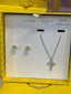 Kendra Scott Gift Set Cross Silver Pendant Necklace in White CZ and Cailin Silver Crystal Stud Earrings in White CZ