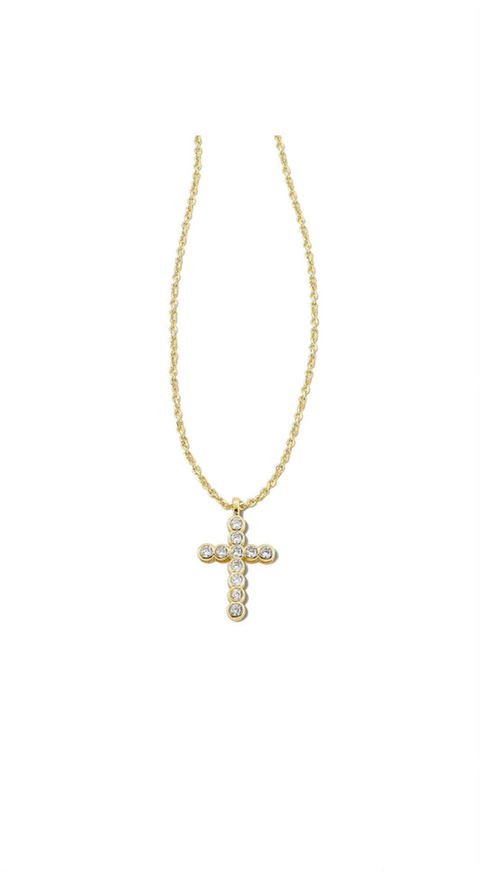 KENDRA SCOTT CRYSTAL CROSS NECKLACE