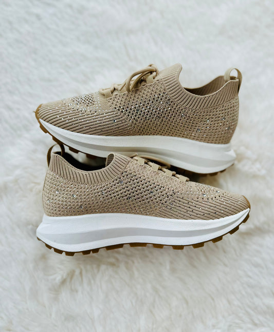 Tan knitted sneakers