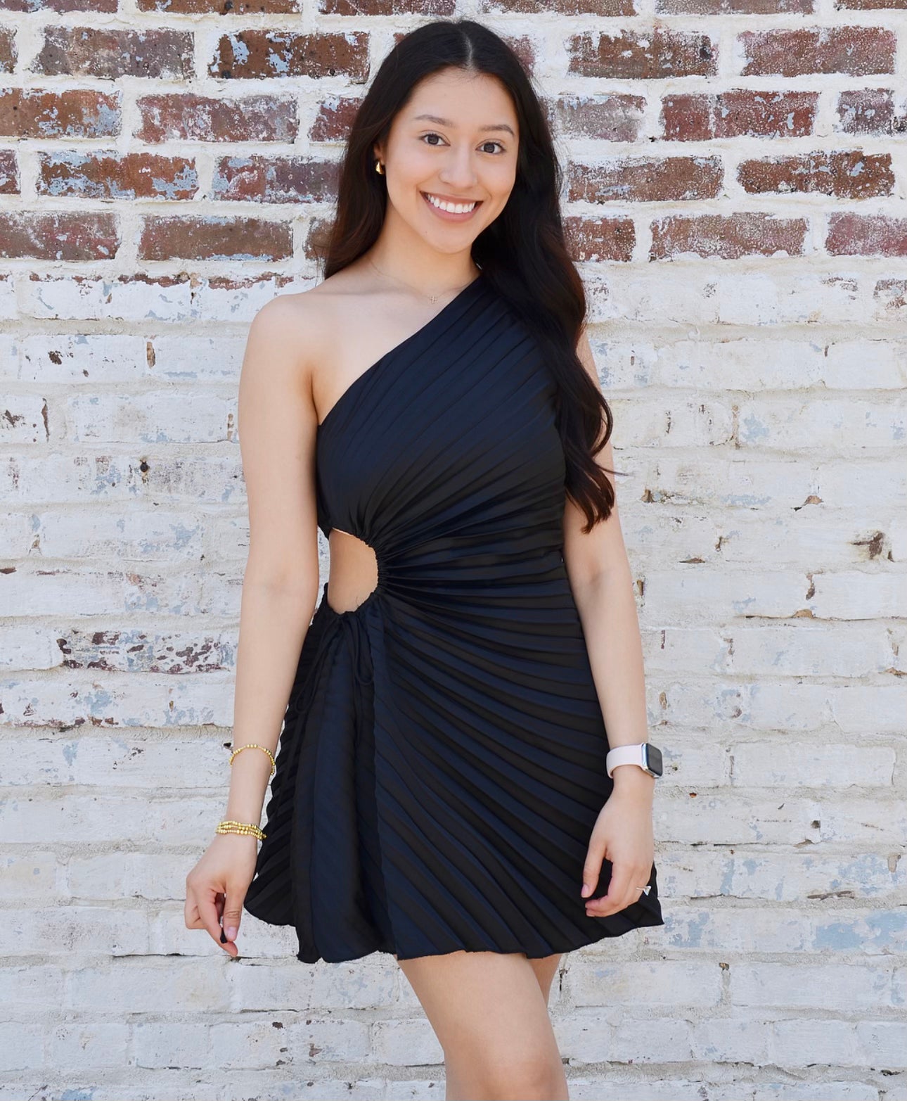 Black Pleated Mini Dress