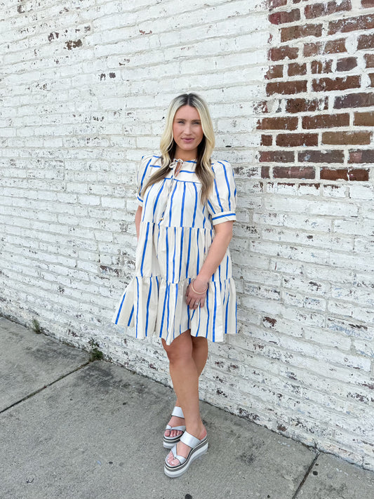 Blue and White Dress