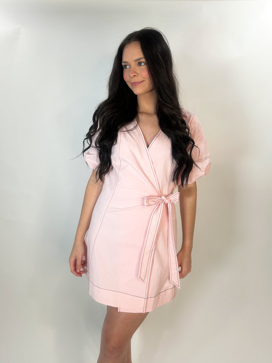 Pink/Black Wrap Mini Dress