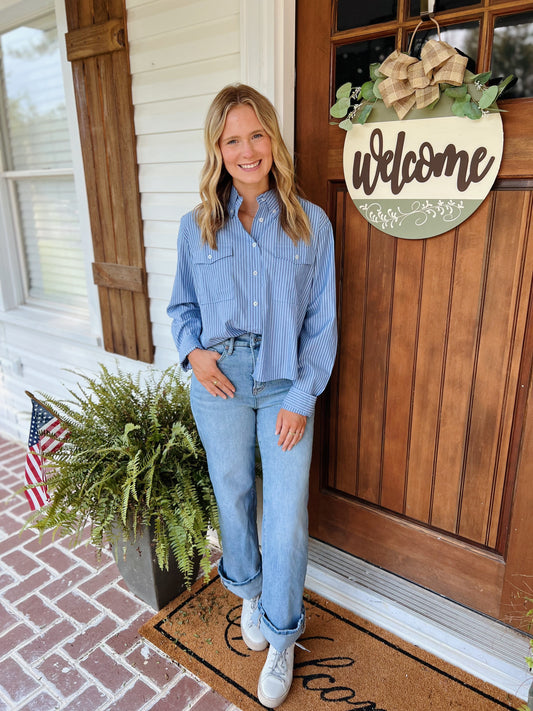 Stripe Poplin Top