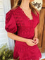 Burgundy Lace Trim Dress