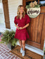 Burgundy Lace Trim Dress