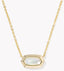 Kendra Scott Elisa Bezel Gold Short Pendant Necklace in Ivory Mother of Pearl