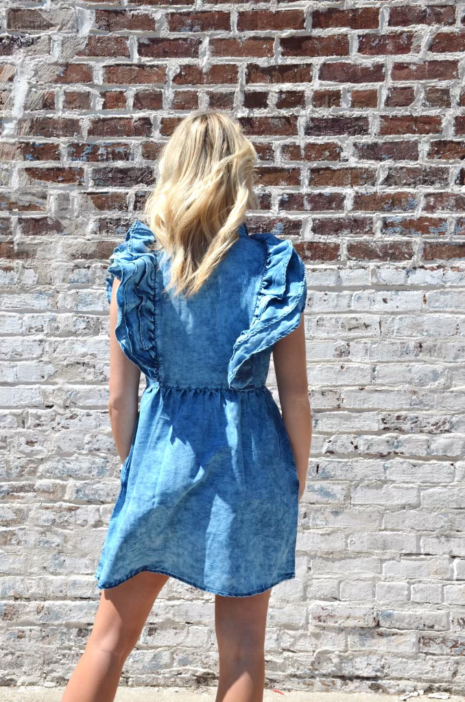 Denim Ruffle Dress