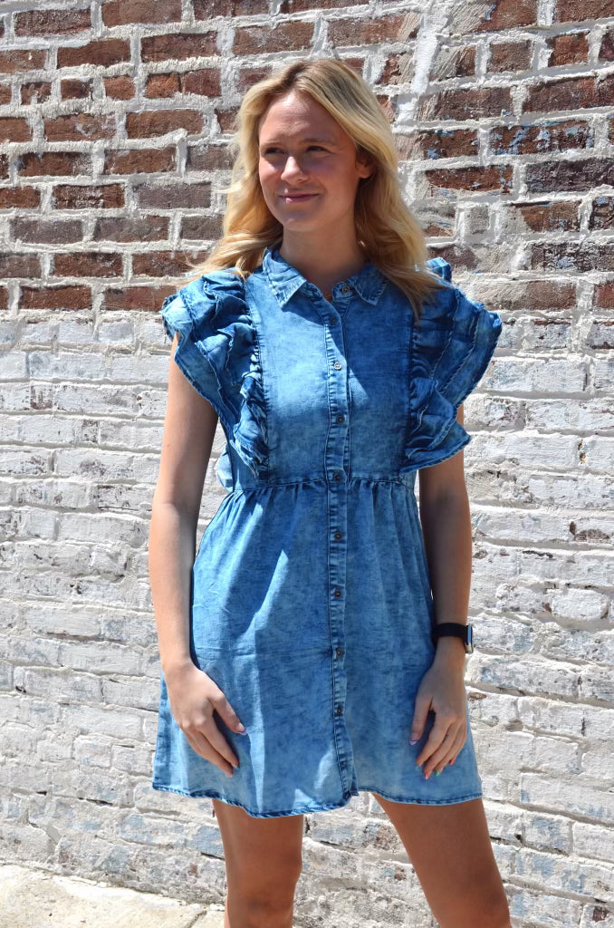 Denim Ruffle Dress