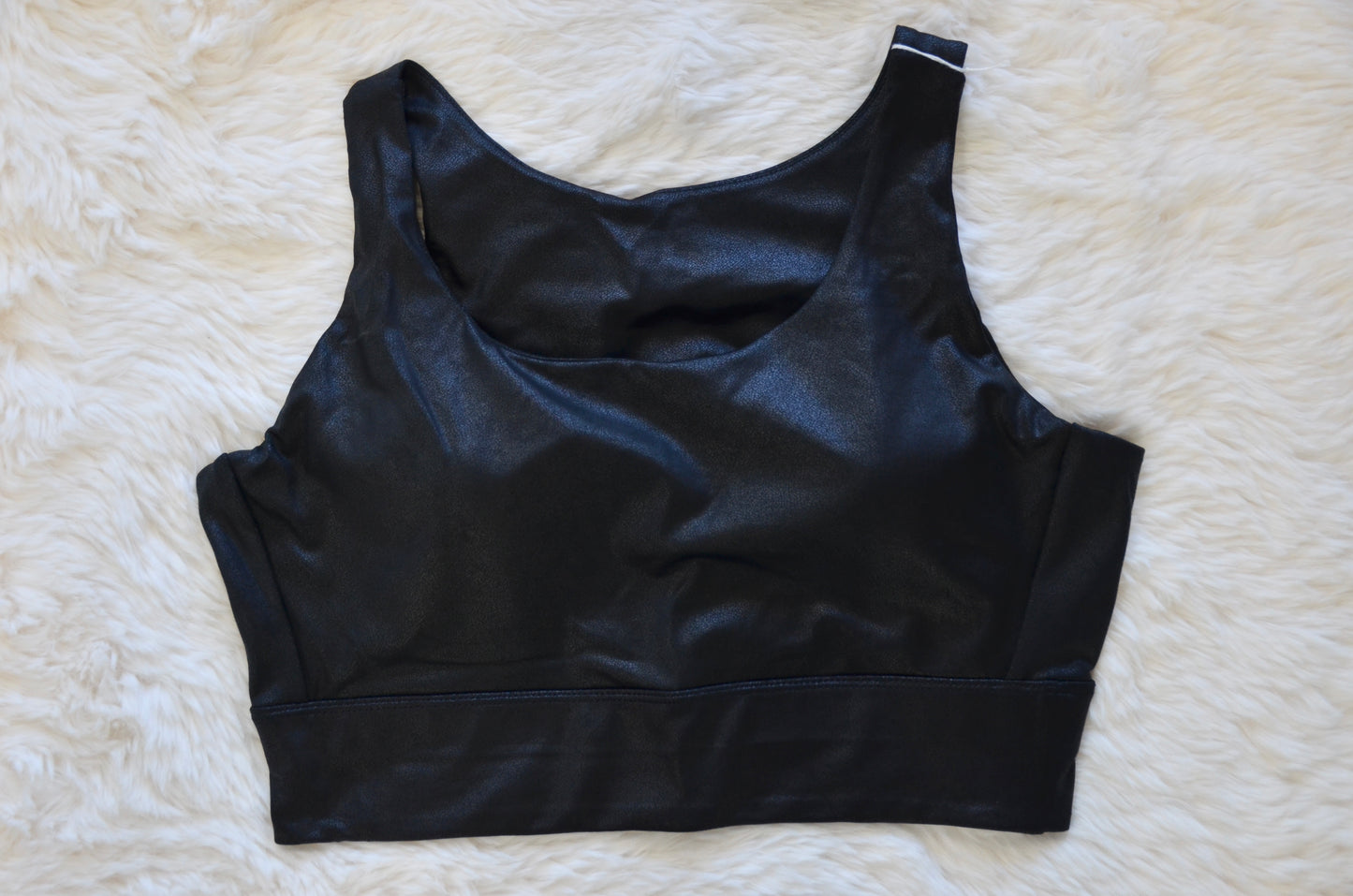 Black Pleather Sports Bra