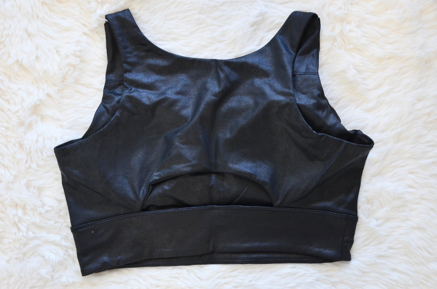 Black Pleather Sports Bra