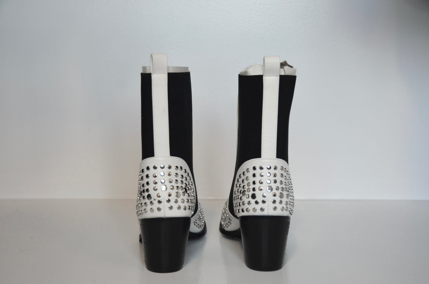 Black and White Boot With Rhinestones