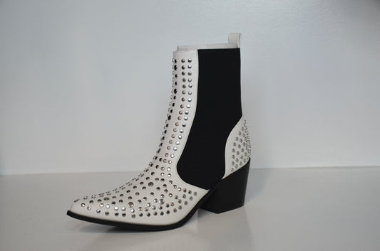 Black and White Boot With Rhinestones