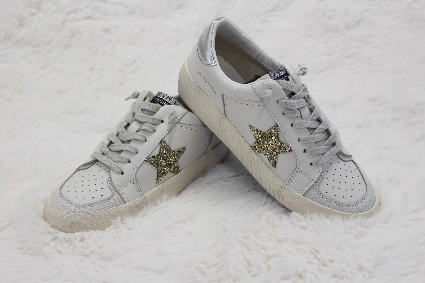 Vintage Havana White Sneaker With Gold Star