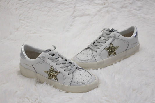 Vintage Havana White Sneaker With Gold Star